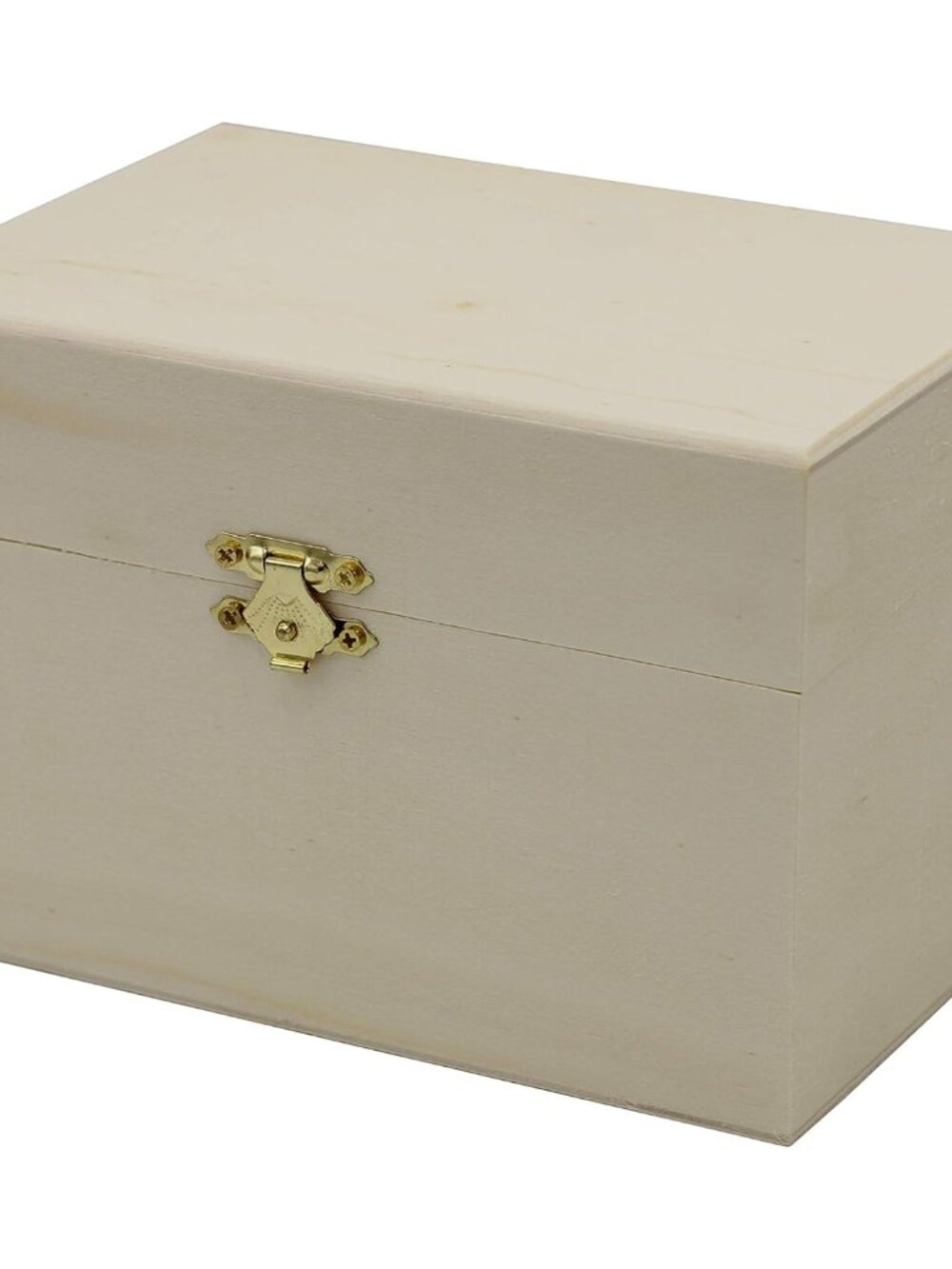 Wooden Recipe Box with Hinged Lid and Front Clasp - Holds 4"x6" Cards